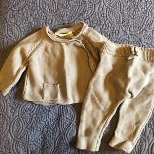 VGUC Monica + Andy gray set - long-sleeve, button-closures, 0-3mo.